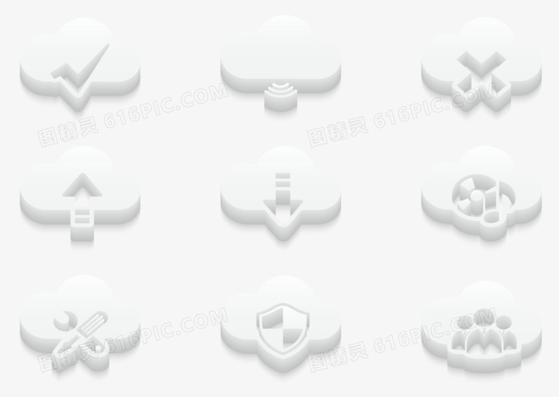 白色3D立体云端技术商务图标
