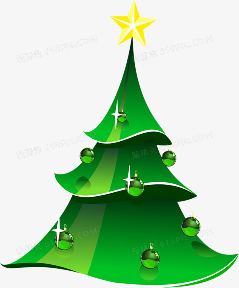 绿色卡通圣诞树元旦