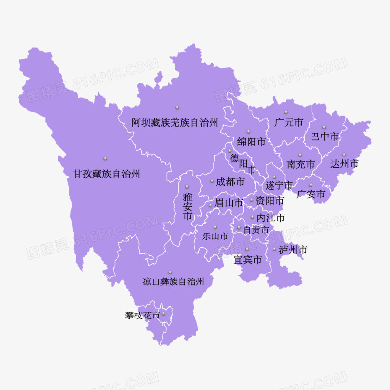 中国四川省地图矢量素材