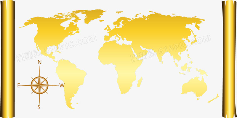 金黄色世界地图