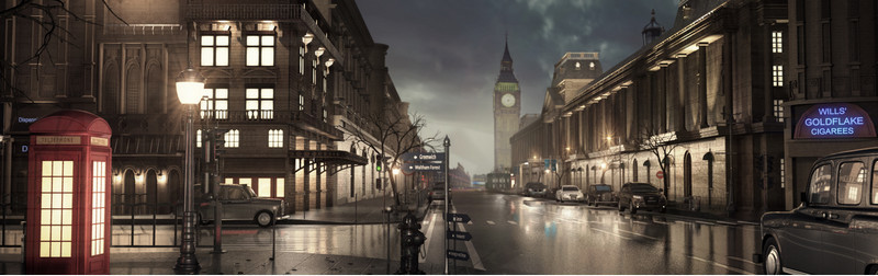 雨夜下的英国街道海报背景