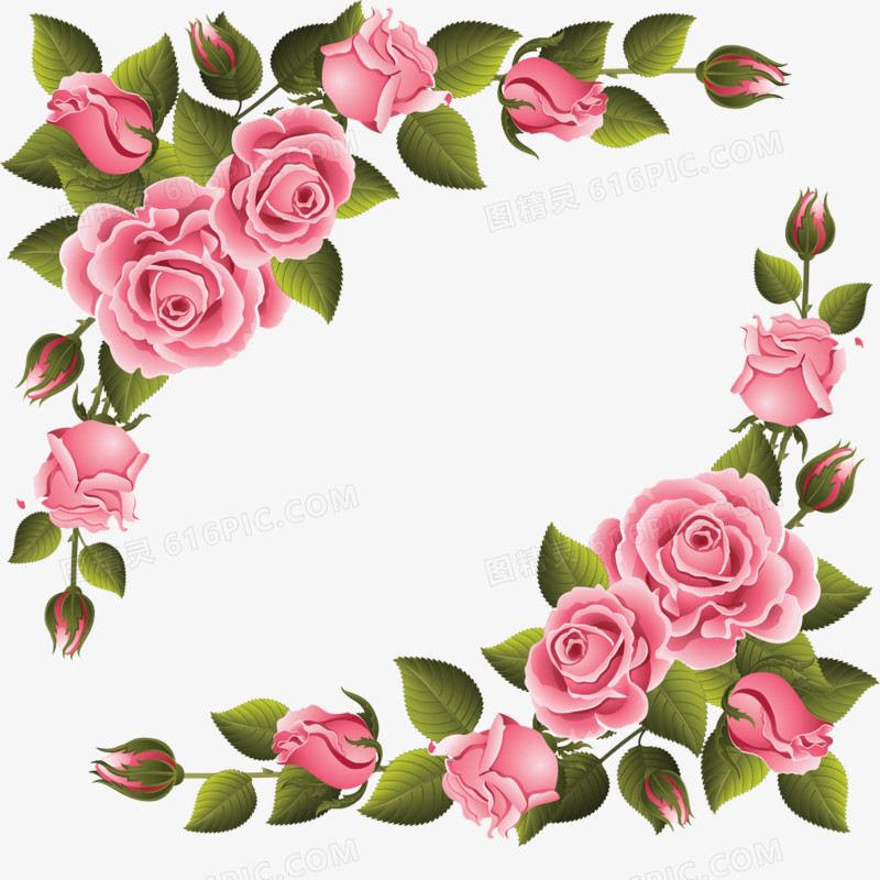 粉色淡雅玫瑰花型图案