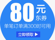 创意高清蓝色小图标文字80元优惠券