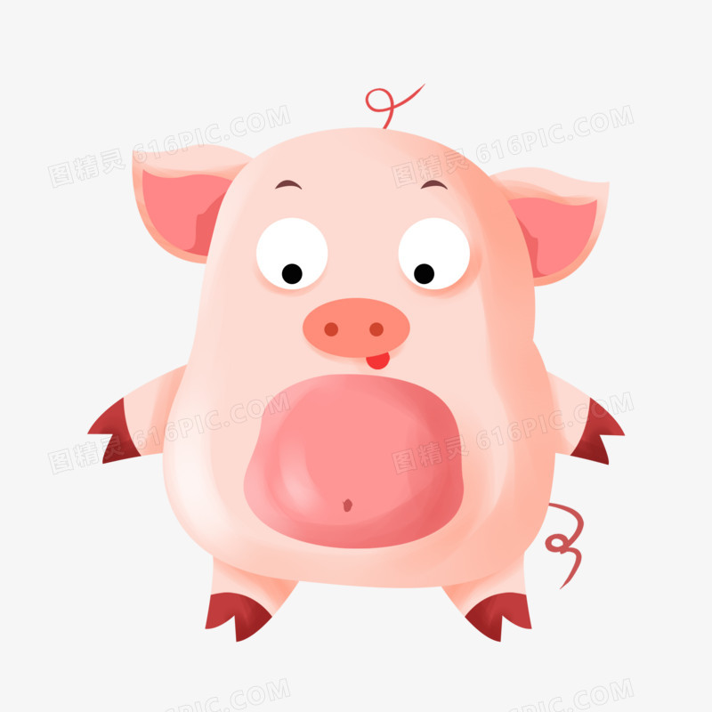 卡通手绘粉色猪猪免抠元素