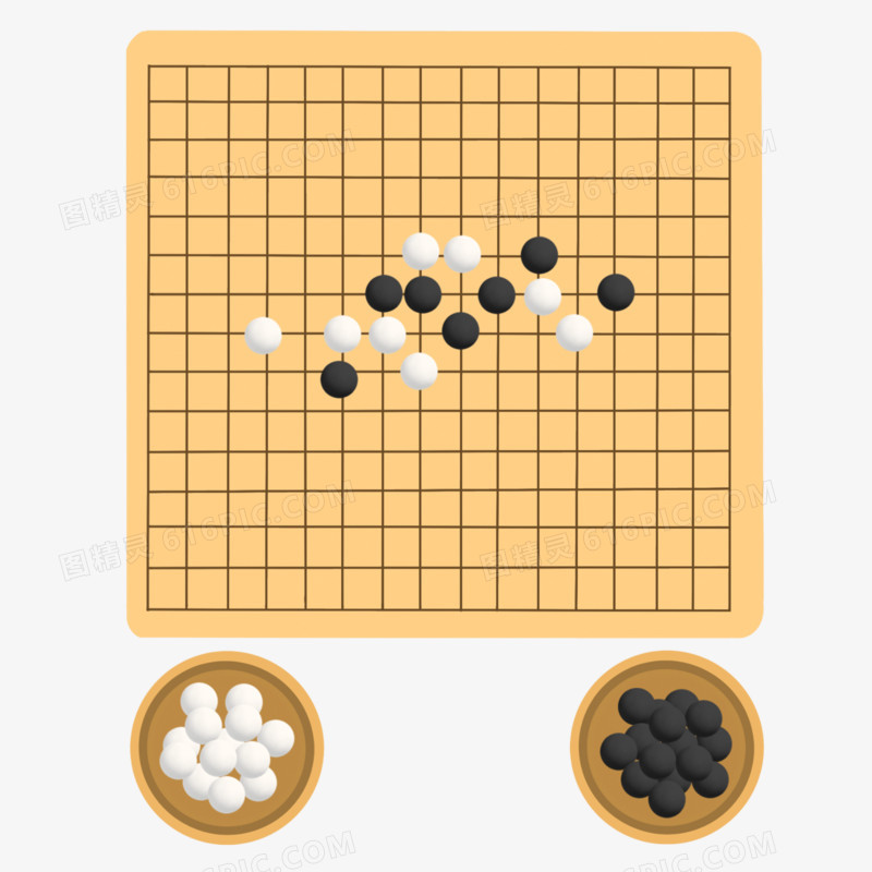 手绘卡通棋盘围棋俯视元素