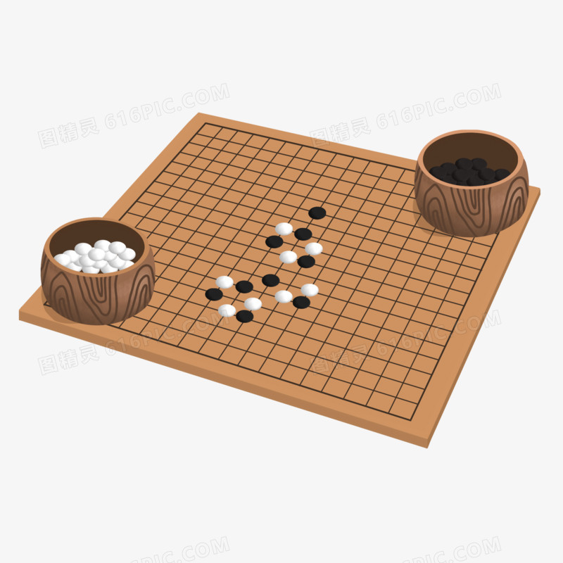 手绘卡通围棋盘俯视侧面免抠元素