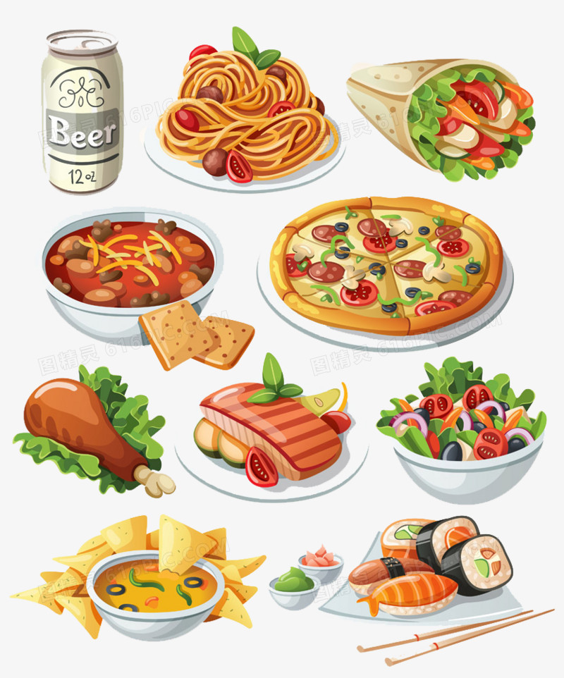关键词:手绘美食食物餐饮大餐吃货卡通插画图精灵为您提供卡通手绘