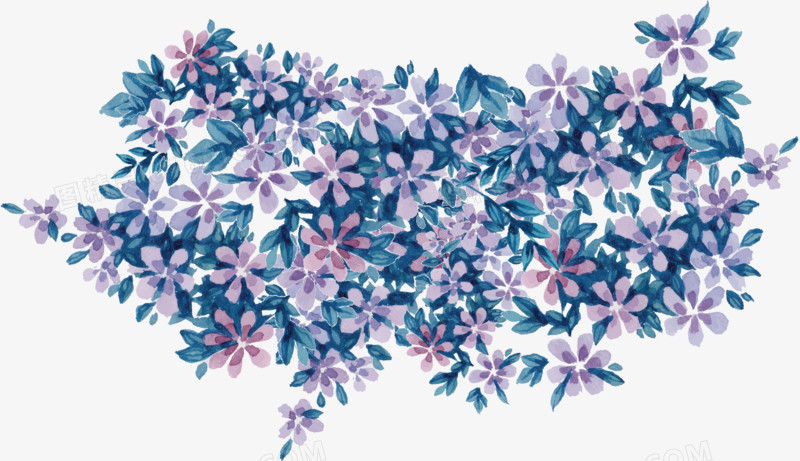 紫色水彩碎花