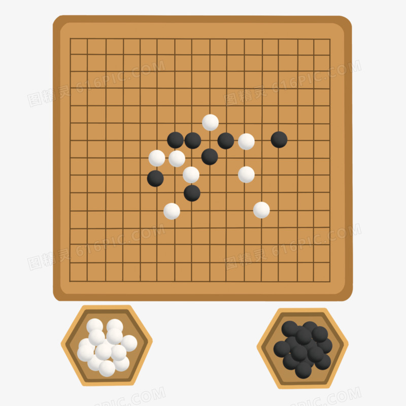 卡通手绘围棋棋盘俯视图元素