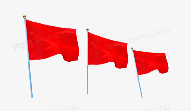 红色红旗飘扬装饰素材