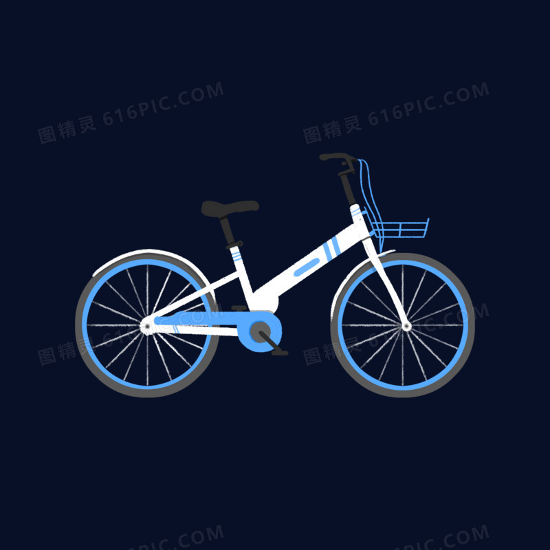手绘卡通蓝色共享单车元素