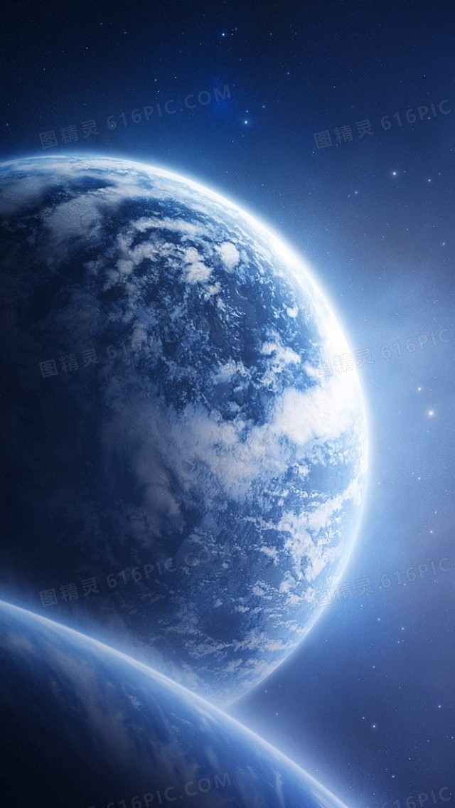 宇宙中的地球蓝色海报背景