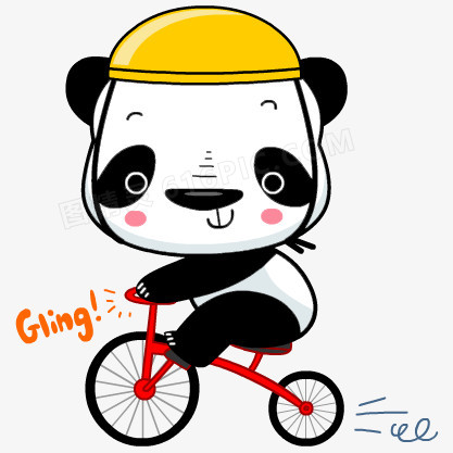 卡通骑自行车熊猫