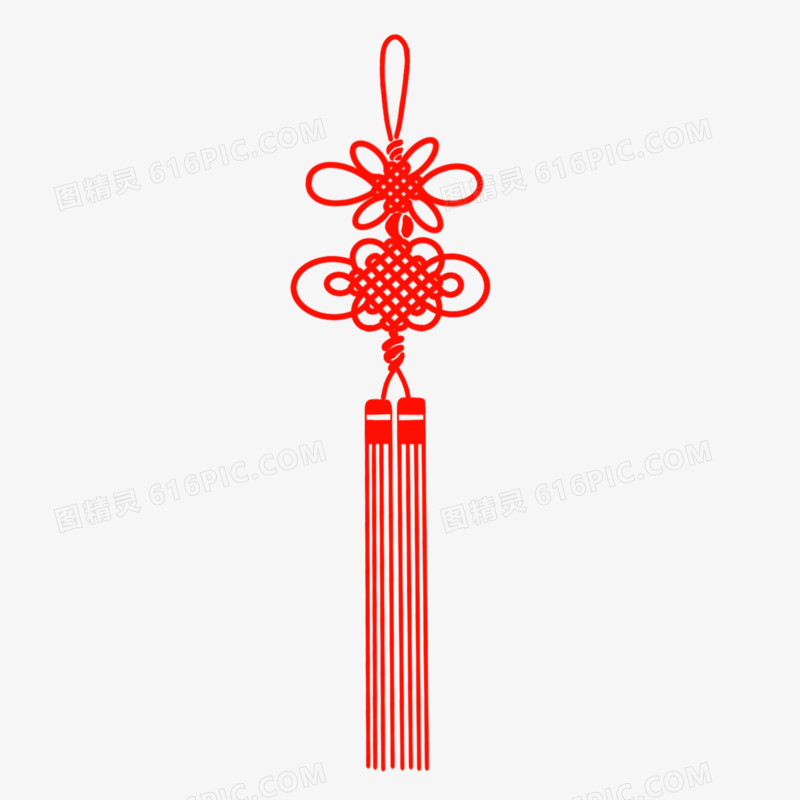 红色扁平双节中国结装饰元素