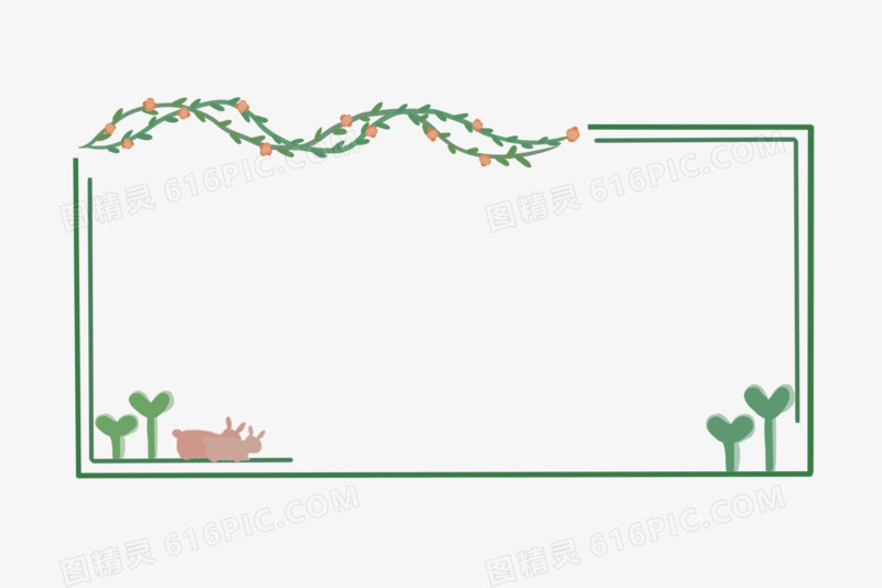 绿色植物手绘边框元素