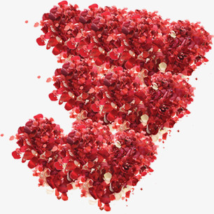 红色花瓣爱心堆积七夕情人节