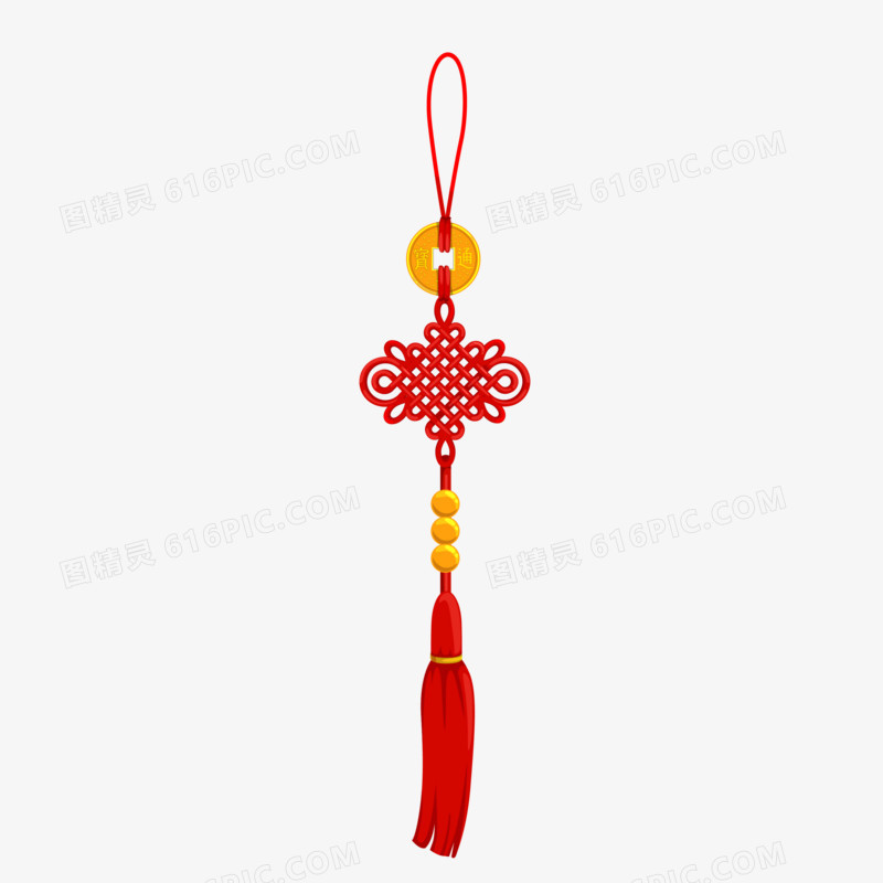 红色中式中国结免抠装饰元素
