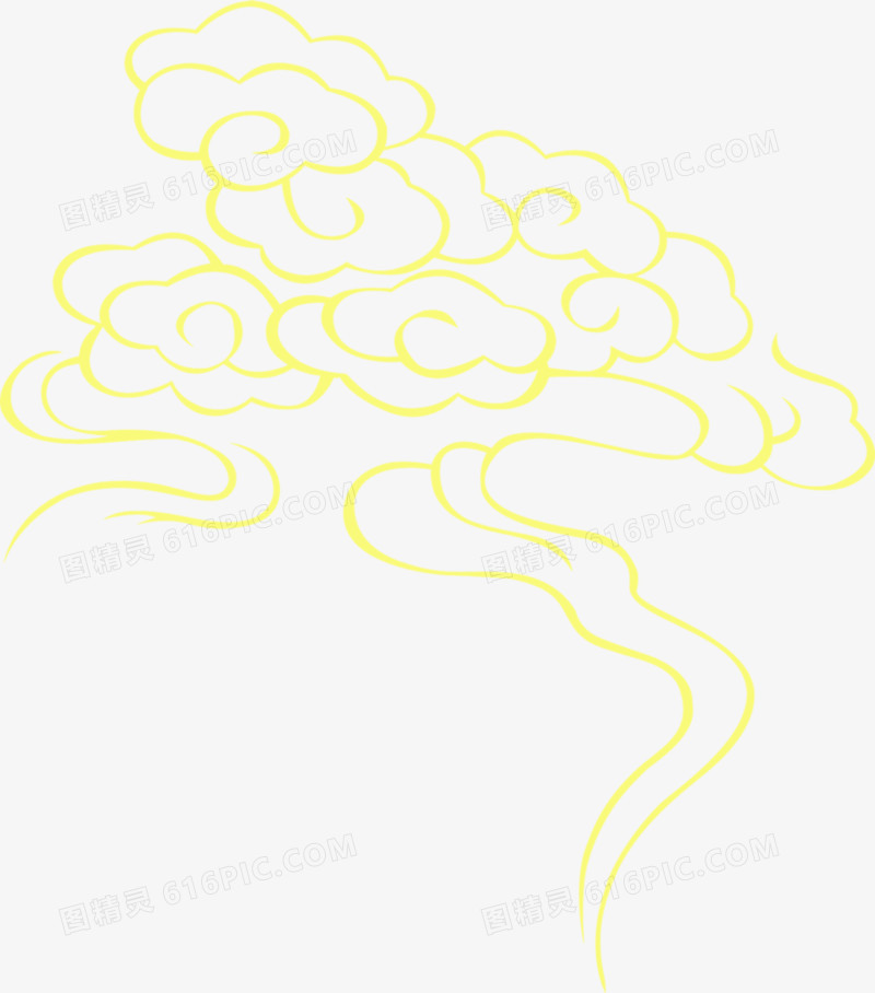 黄色手绘节日云纹