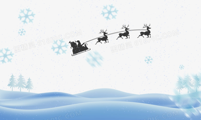 圣诞雪花雪橇免抠素材