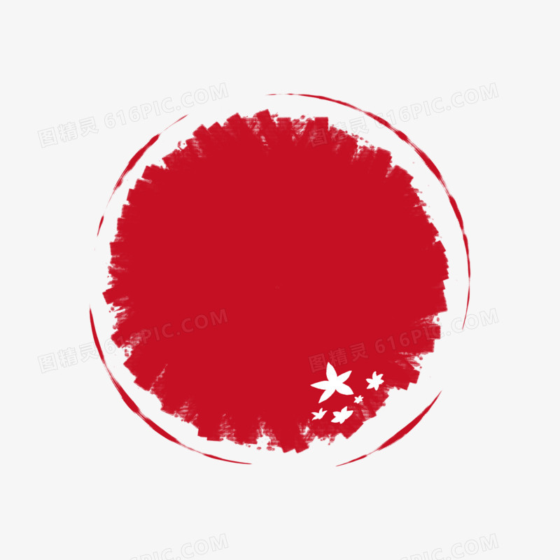 中式红底印章圆框元素