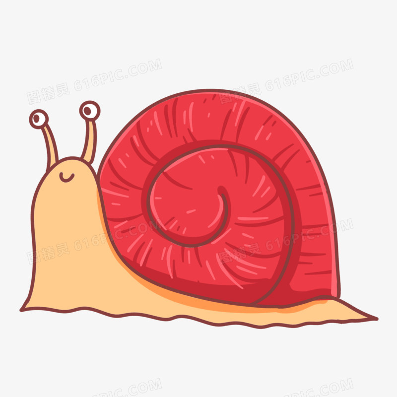 卡通手绘春天动物小蜗牛元素素材