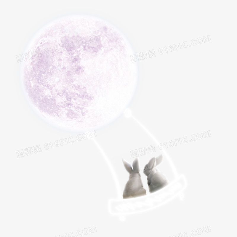 月兔和月亮免抠素材
