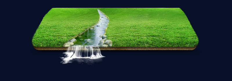 绿色草地 小溪流水