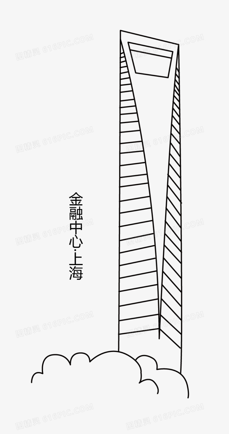 黑白建筑手绘