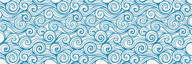 蓝色花纹线条波浪边元素
