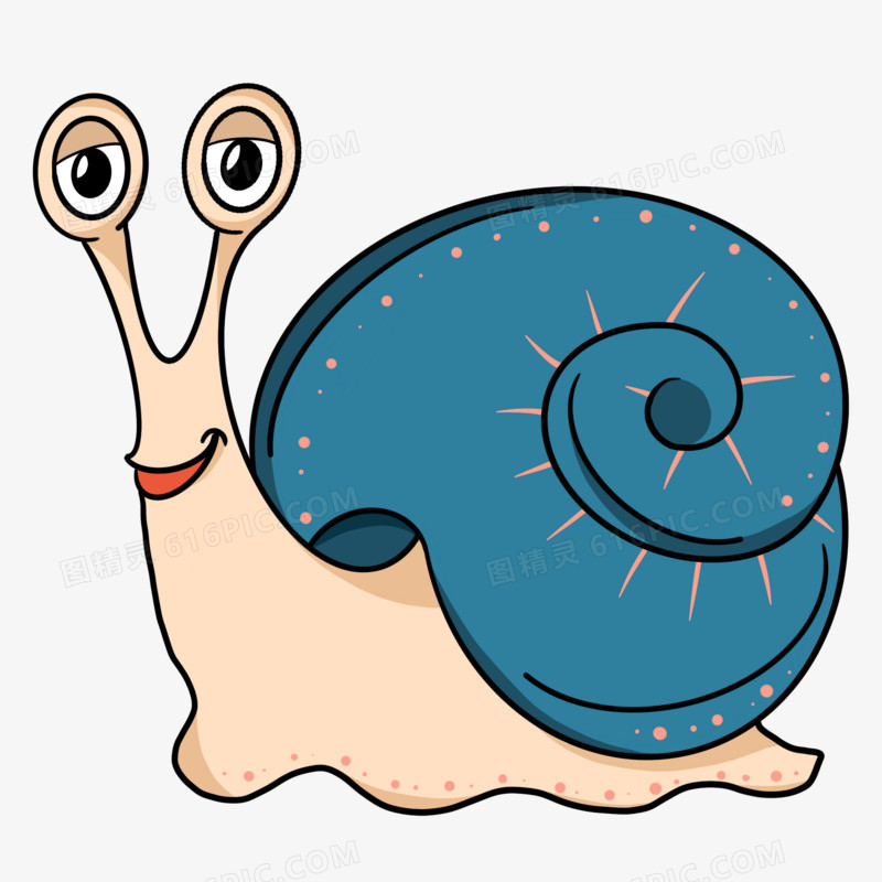 卡通手绘春天动物蜗牛元素