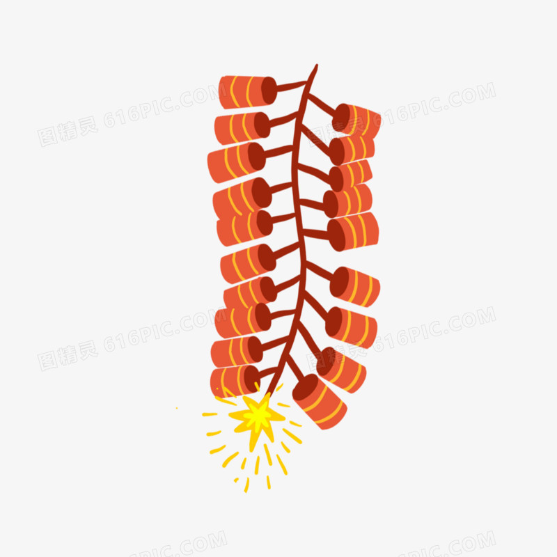 卡通手绘放鞭炮元素