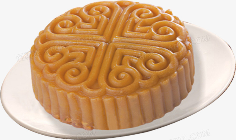 中秋节 黄色花纹月饼