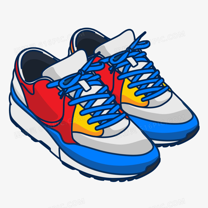 卡通手绘跑鞋运动鞋元素