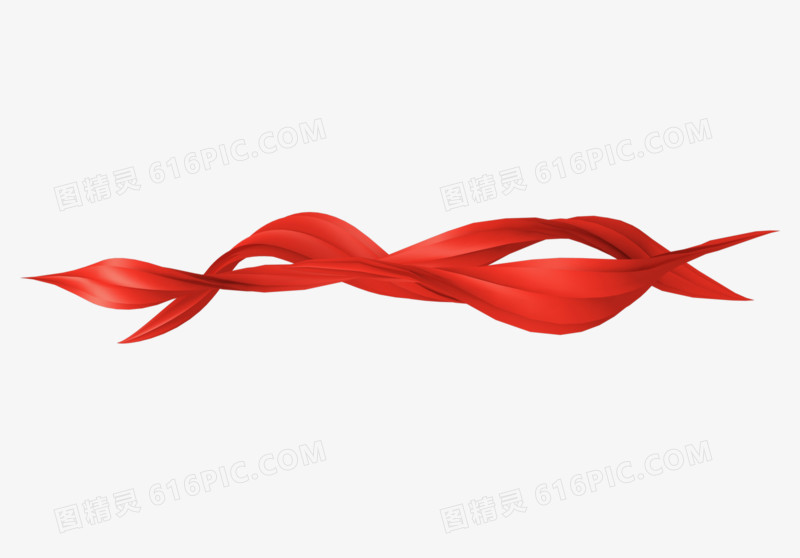 红色交织的丝带免抠装饰元素