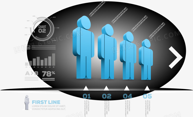 时尚人物分析信息图表矢量素材,