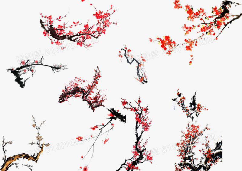古典图片素材古典剪影 中国风手绘梅花