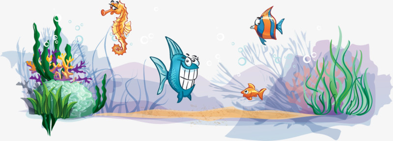 卡通手绘海底鱼群