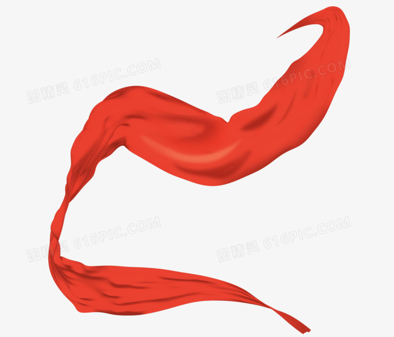 红色飘扬的绸带免抠装饰元素
