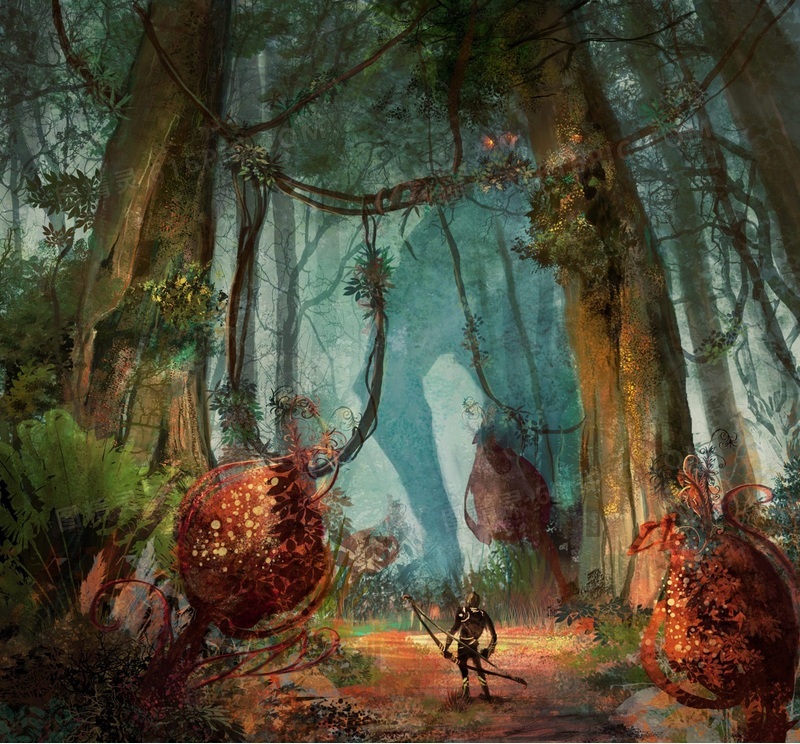 魔幻森林猎人海报背景