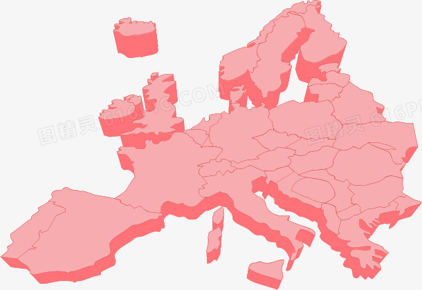 粉红色欧洲地图