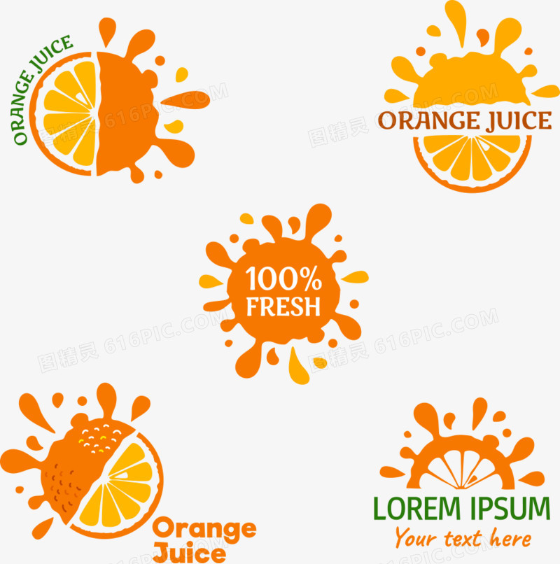 矢量橙子果汁logo