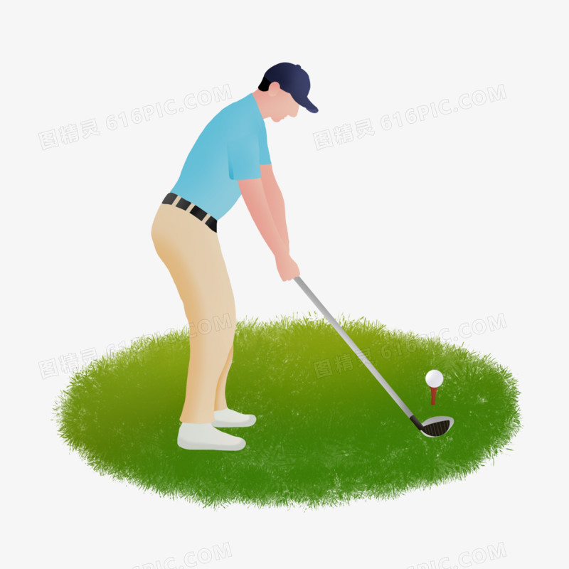 卡通手绘高尔夫球休闲运动免抠元素