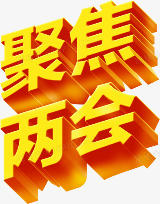 聚焦两会金色立体字党建