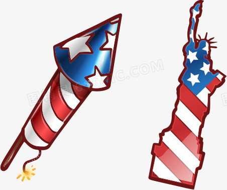 美国国旗变形自由女神导弹