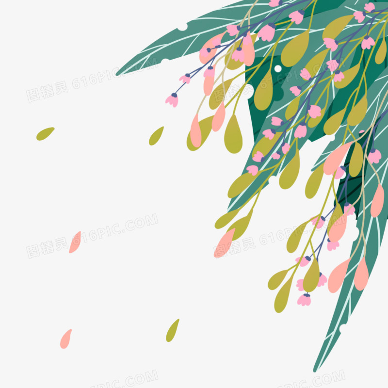 卡通手绘飘落的树叶花瓣免抠装饰元素