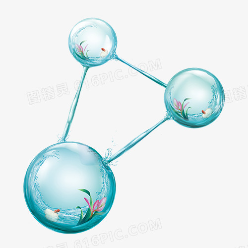 蓝绿色三角分子水珠感