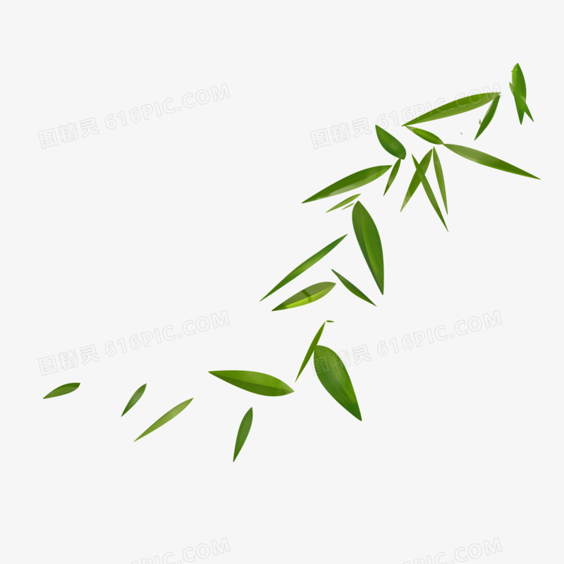 绿色飘浮飞舞叶子竹叶装饰元素