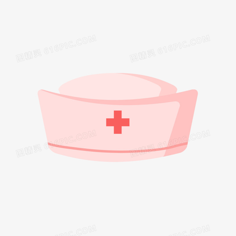 卡通手绘粉色护士帽元素