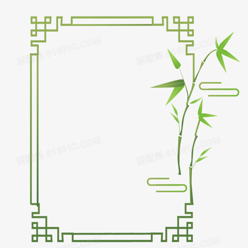 绿色中式翠竹边框元素