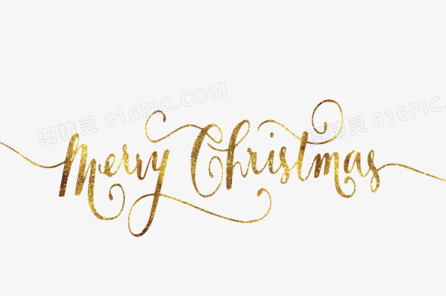 金色圣诞快乐英文字体设计